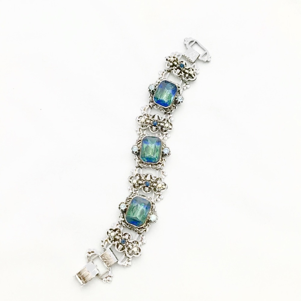 Vintage Marine Crystal Statement Bracelet